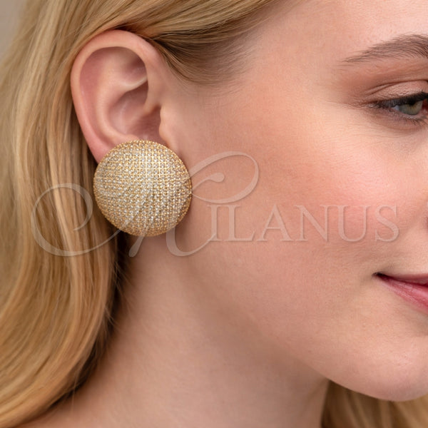Arete Dormilona 02.436.0049 Oro Laminado, con Blanca Zirconia Cubica, Pulido, Tono Dorado