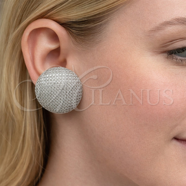 Arete Dormilona 02.436.0049.1 Rodio Laminado, con Zirconia Cubica Blanca, Pulido, Rodinado