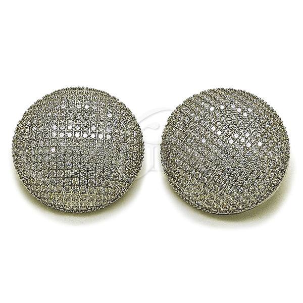 Arete Dormilona 02.436.0049.1 Rodio Laminado, con Zirconia Cubica Blanca, Pulido, Rodinado