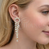 Arete Largo 02.436.0050 Oro Laminado, con Blanca Zirconia Cubica, Pulido, Tono Dorado