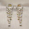Arete Largo 02.436.0050 Oro Laminado, con Blanca Zirconia Cubica, Pulido, Tono Dorado