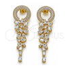 Arete Largo 02.436.0050 Oro Laminado, con Zirconia Cubica Blanca, Pulido, Tono Dorado