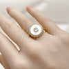 Anillo Multi Piedra 01.447.0001 Oro Laminado, Diseño de Cluster, con Marfil Madre Perla and Blanca Zirconia Cubica, Pulido, Tono Dorado (One size fits all)