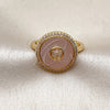 Anillo Multi Piedra 01.447.0001 Oro Laminado, Diseño de Cluster, con Marfil Madre Perla and Blanca Zirconia Cubica, Pulido, Tono Dorado (One size fits all)