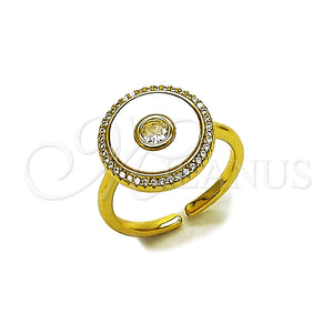 Anillo Multi Piedra 01.447.0001 Oro Laminado, Diseño de Cluster, con Marfil Madre Perla and Blanca Zirconia Cubica, Pulido, Tono Dorado (One size fits all)
