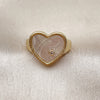 Anillo Multi Piedra 01.447.0002 Oro Laminado, Diseño de Corazón, con Marfil Madre Perla and Blanca Zirconia Cubica, Pulido, Tono Dorado (One size fits all)