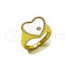 Anillo Multi Piedra 01.447.0002 Oro Laminado, Diseño de Corazón, con Marfil Madre Perla and Blanca Zirconia Cubica, Pulido, Tono Dorado (One size fits all)