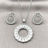 Juego de Arete y Dije de Adulto 10.448.0003 Rodio Laminado, Diseño de Gota, con Zirconia Cubica Blanca, Pulido, Rodinado