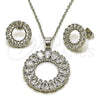 Juego de Arete y Dije de Adulto 10.448.0003 Rodio Laminado, Diseño de Gota, con Zirconia Cubica Blanca, Pulido, Rodinado