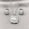 Juego de Arete y Dije de Adulto 10.448.0006 Rodio Laminado, Diseño de Cluster, con Zirconia Cubica Blanca, Pulido, Rodinado