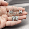 Juego de Arete y Dije de Adulto 10.448.0013 Rodio Laminado, Diseño de Arco y Baguette, con Zirconia Cubica Blanca y Micro Pave Blanca, Pulido, Rodinado