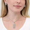 Juego de Arete y Dije de Adulto 10.448.0016 Oro Laminado Blanco, con Zirconia Cubica Blanca, Pulido, Rodinado