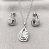 Juego de Arete y Dije de Adulto 10.448.0017 Rodio Laminado, Diseño de Gota, con Zirconia Cubica Blanca, Pulido, Rodinado