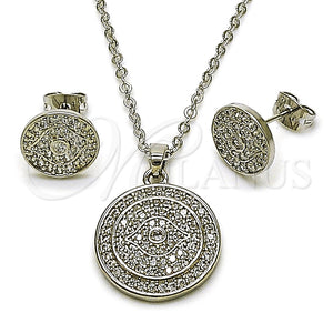 Juego de Arete y Dije de Adulto 10.448.0018 Oro Laminado, Diseño de Cluster, con Blanca Zirconia Cubica, Pulido, Tono Dorado