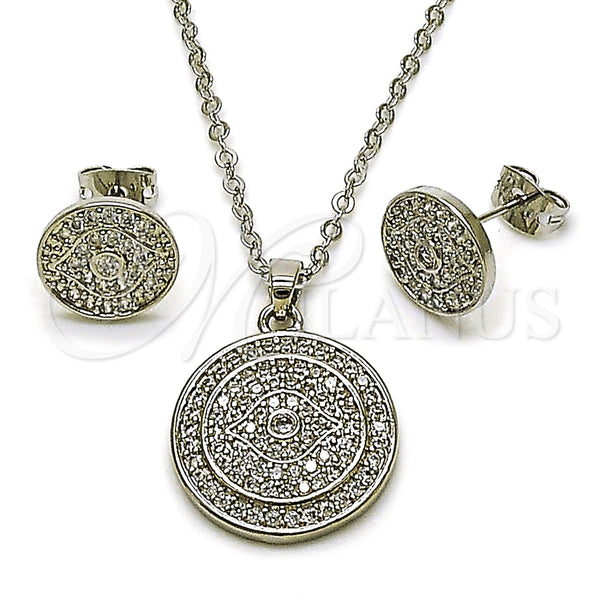 Juego de Arete y Dije de Adulto 10.448.0018 Oro Laminado, Diseño de Cluster, con Blanca Zirconia Cubica, Pulido, Tono Dorado