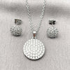 Juego de Arete y Dije de Adulto 10.448.0019 Rodio Laminado, con Zirconia Cubica Blanca, Pulido, Rodinado