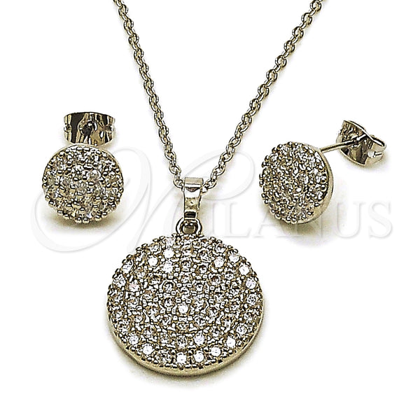 Juego de Arete y Dije de Adulto 10.448.0019 Rodio Laminado, con Zirconia Cubica Blanca, Pulido, Rodinado