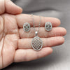 Juego de Arete y Dije de Adulto 10.448.0020 Rodio Laminado, con Zirconia Cubica Blanca, Pulido, Rodinado