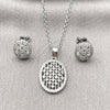 Juego de Arete y Dije de Adulto 10.448.0020 Rodio Laminado, con Zirconia Cubica Blanca, Pulido, Rodinado