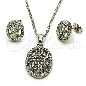 Juego de Arete y Dije de Adulto 10.448.0020 Rodio Laminado, con Zirconia Cubica Blanca, Pulido, Rodinado