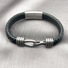 Pulsera Elegante 03.450.0007.09 Acero Inoxidable, Diseño de Hebilla del Cinturón, Cuero Negro, Tono Plateado (Thickness, 9 Inches Length)