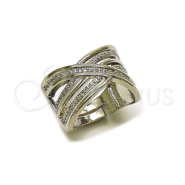Anillo Multi Piedra 01.438.0008 Rodio Laminado, Diseño de Torcido, con Micro Pave Blanca, Pulido, Rodinado (Talla Unica)