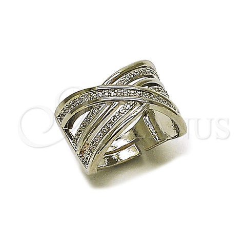 Anillo Multi Piedra 01.438.0008 Rodio Laminado, Diseño de Torcido, con Micro Pave Blanca, Pulido, Rodinado (Talla Unica)