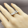 Anillo Multi Piedra 01.438.0009 Rodio Laminado, Diseño de Baguette, con Zirconia Cubica Blanca y Micro Pave Blanca, Pulido, Rodinado (Talla Unica)