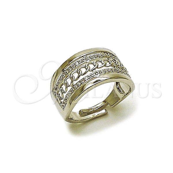 Anillo Multi Piedra 01.438.0010 Rodio Laminado, Diseño de Miami Cubana, con Micro Pave Blanca, Pulido, Rodinado (Talla Unica)
