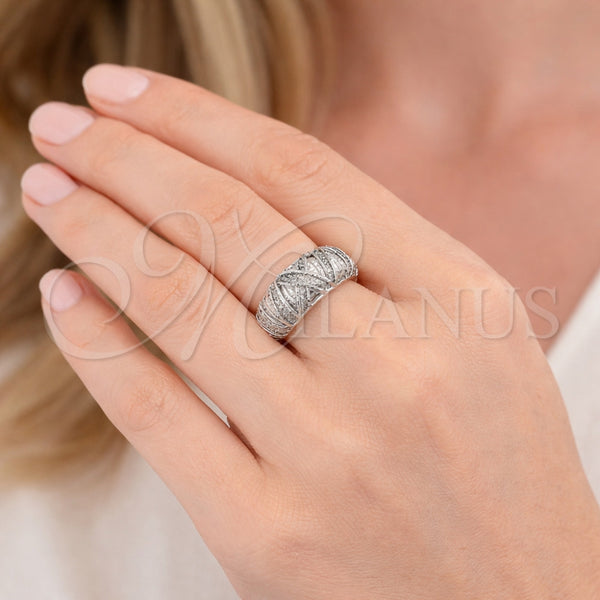 Anillo Multi Piedra 01.438.0011 Rodio Laminado, con Zirconia Cubica Blanca, Pulido, Rodinado (Talla Unica)