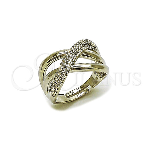 Anillo Multi Piedra 01.438.0012 Rodio Laminado, Diseño de Torcido, con Micro Pave Blanca, Pulido, Rodinado (Talla Unica)