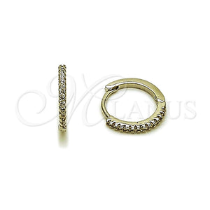 Argolla Huggie 02.438.0001.15 Rodio Laminado, con Micro Pave Blanca, Pulido, Rodinado