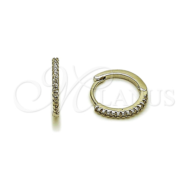 Argolla Huggie 02.438.0001.15 Rodio Laminado, con Micro Pave Blanca, Pulido, Rodinado