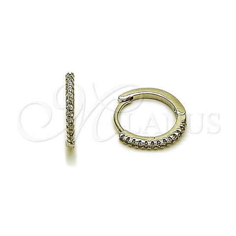 Argolla Huggie 02.438.0001.15 Rodio Laminado, con Micro Pave Blanca, Pulido, Rodinado