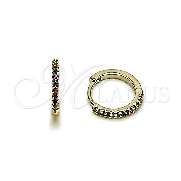 Argolla Huggie 02.438.0001.1.15 Rodio Laminado, con Micro Pave Multicolor, Pulido, Rodinado