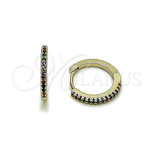 Argolla Huggie 02.438.0001.1.18 Rodio Laminado, con Micro Pave Multicolor, Pulido, Rodinado