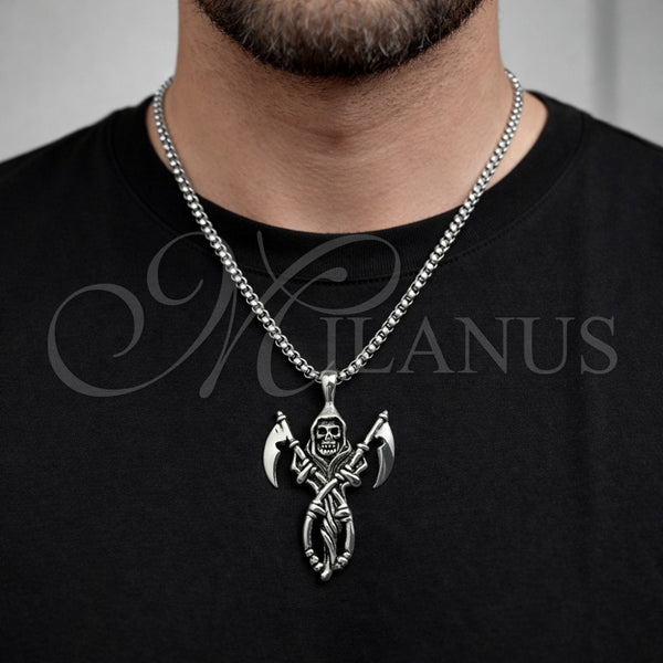 Collares con Dije 04.451.0001.24 Acero Inoxidable, Pulido, Tono Plateado (03 MM Thickness, 24 Inches Length)