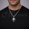 Collares con Dije 04.451.0003.24 Acero Inoxidable, Diseño de Leon, Pulido, Tono Plateado (03 MM Thickness, 24 Inches Length)