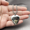 Collares con Dije 04.451.0004.24 Acero Inoxidable, Diseño de Corazón, Pulido, Tono Plateado (03 MM Thickness, 24 Inches Length)