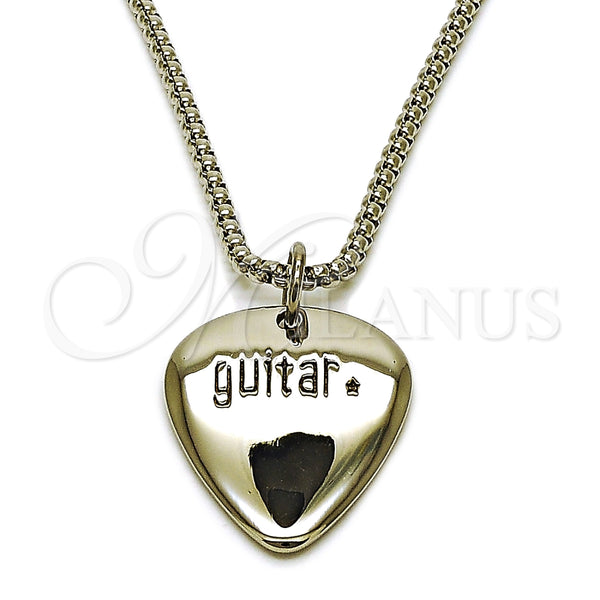 Collares con Dije 04.451.0004.24 Acero Inoxidable, Diseño de Corazón, Pulido, Tono Plateado (03 MM Thickness, 24 Inches Length)