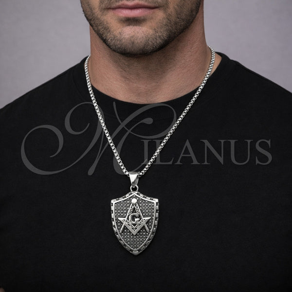 Collares con Dije 04.451.0005.24 Acero Inoxidable, Pulido, Tono Plateado (03 MM Thickness, 24 Inches Length)