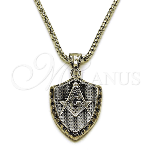 Collares con Dije 04.451.0005.24 Acero Inoxidable, Pulido, Tono Plateado (03 MM Thickness, 24 Inches Length)