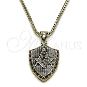 Collares con Dije 04.451.0005.24 Acero Inoxidable, Pulido, Tono Plateado (03 MM Thickness, 24 Inches Length)