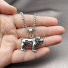 Collares con Dije 04.451.0006.24 Acero Inoxidable, Diseño de Perro, Pulido, Tono Plateado (03 MM Thickness, 24 Inches Length)