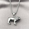 Collares con Dije 04.451.0006.24 Acero Inoxidable, Diseño de Perro, Pulido, Tono Plateado (03 MM Thickness, 24 Inches Length)