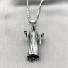Collares con Dije 04.451.0010.24 Acero Inoxidable, Diseño de Santa Muerte, Pulido, Tono Plateado (03 MM Thickness, 24 Inches Length)