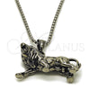 Collares con Dije 04.451.0011.24 Acero Inoxidable, Diseño de Leon, Pulido, Tono Plateado (03 MM Thickness, 24 Inches Length)