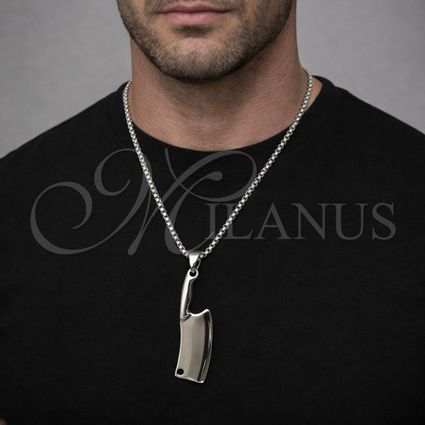 Collares con Dije 04.451.0012.24 Acero Inoxidable, Pulido, Tono Plateado (03 MM Thickness, 24 Inches Length)