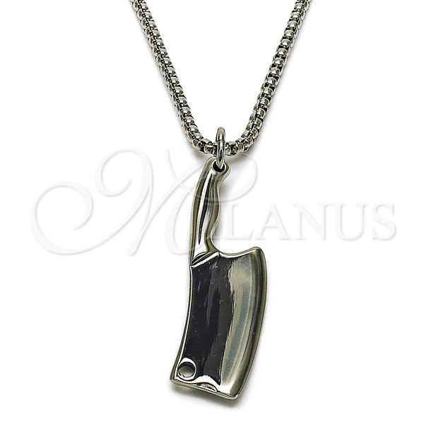 Collares con Dije 04.451.0012.24 Acero Inoxidable, Pulido, Tono Plateado (03 MM Thickness, 24 Inches Length)