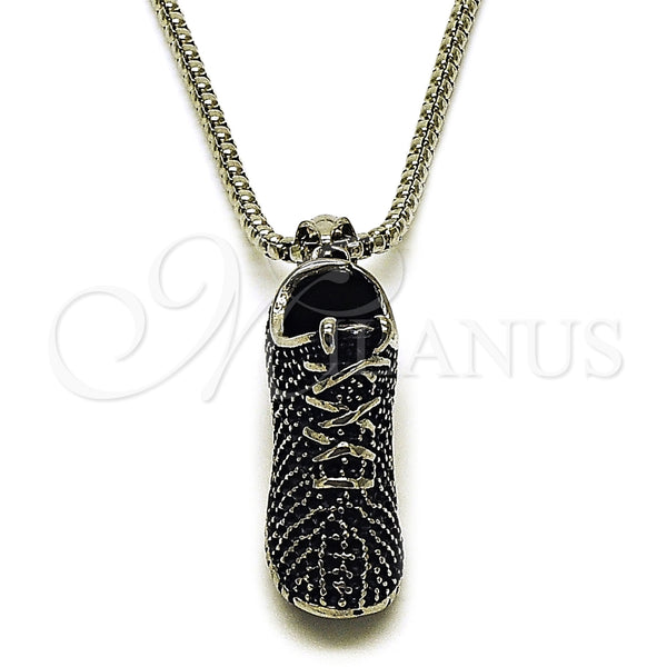 Collares con Dije 04.451.0013.24 Acero Inoxidable, Diseño de Zapato, Pulido, Tono Plateado (03 MM Thickness, 24 Inches Length)